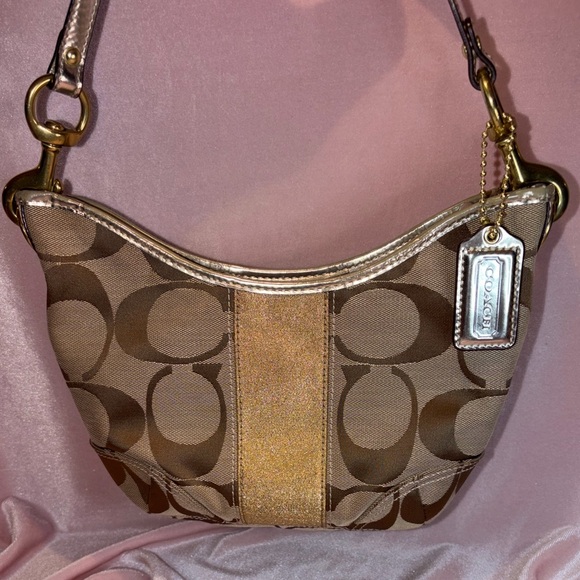 Authentic Vintage Coach Signature Hobo Bag – Gold Stripe – 2009 - F13284 - Picture 1 of 8